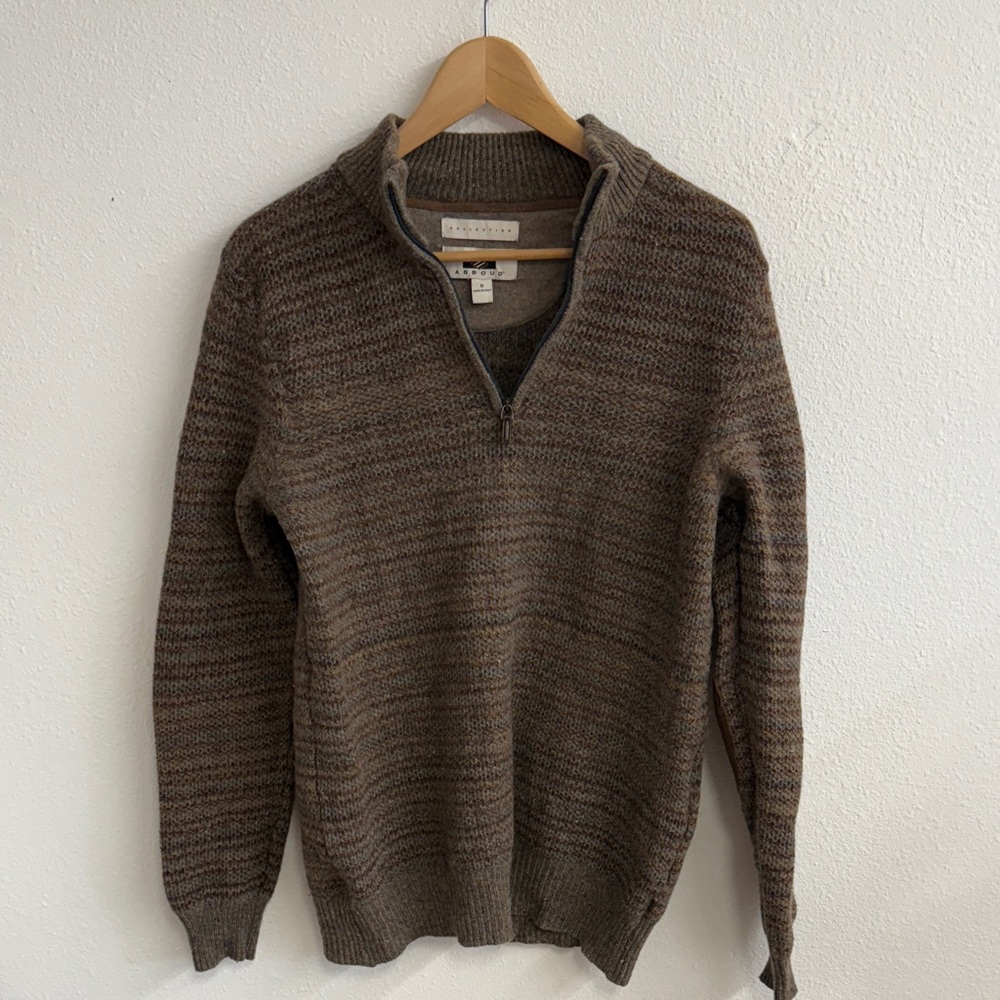 Joseph Abboud Men's Brown Zip-Up Sweater made in Italy